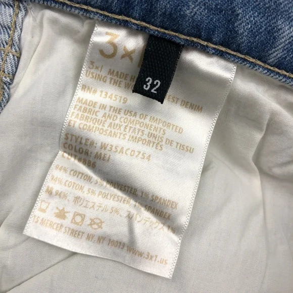 NWOT 3X1 Light Wash Distressed Straight Leg Jeans - Picture 7 of 7